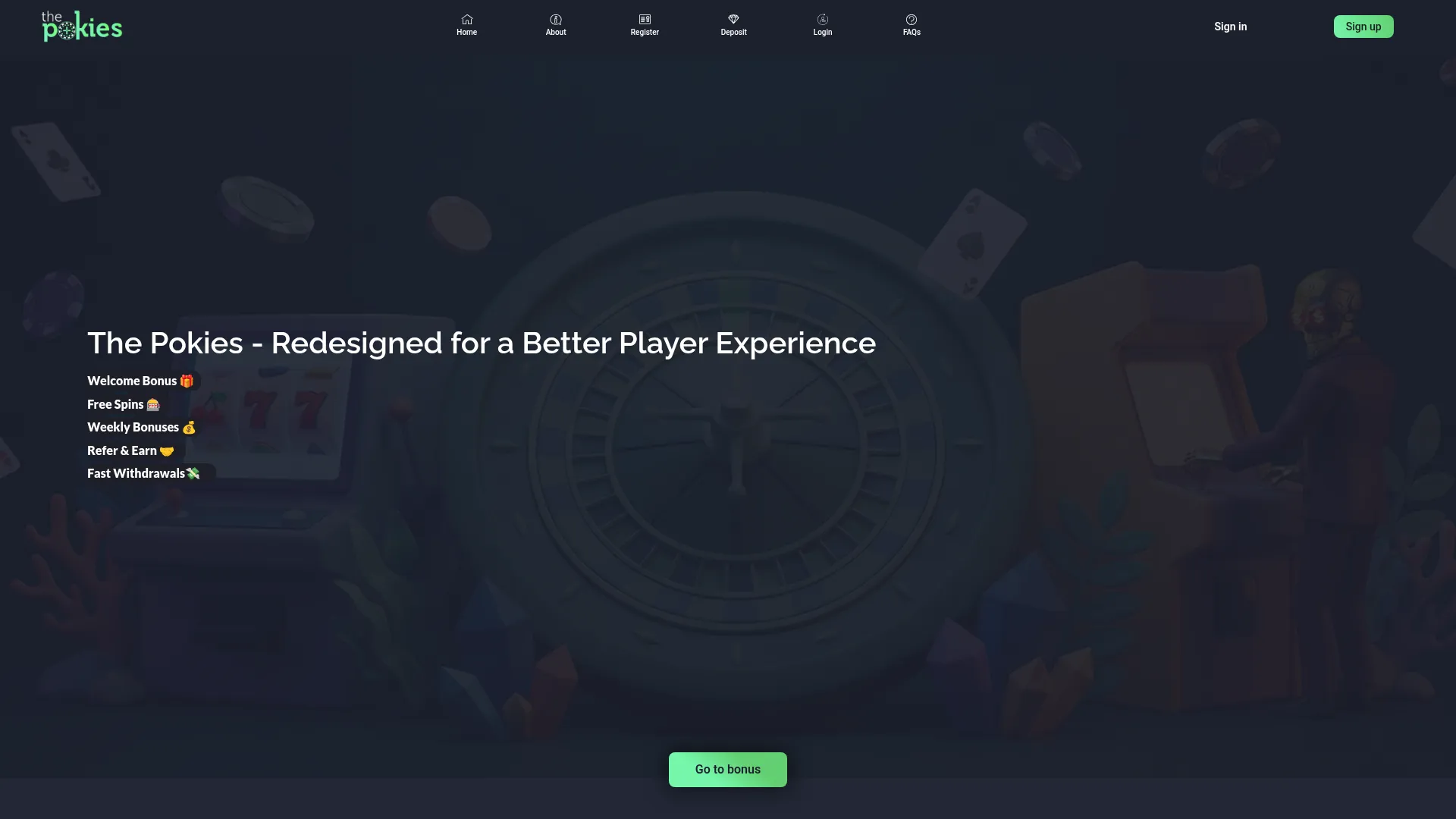 The Pokies Net Casino desktop view